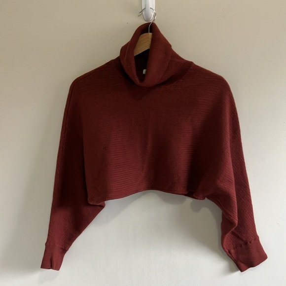 Aritzia Wilfred Free Naomi merino wool cropped sweater dolman sleeves size M - Picture 2 of 6